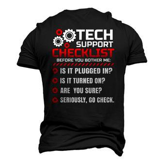 Tech Support Checklist Helpdesk Men's 3D T-Shirt Back Print | Mazezy
