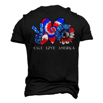 Tie Dye 4Th Of July Peace Love America Sunflower Patriotic Men's 3D T-shirt Back Print - Seseable