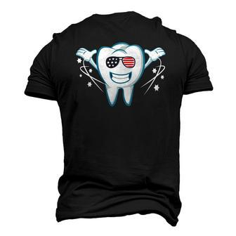 Tooth With Sunglasses Flag Usa Dentist 4Th July Men's 3D T-Shirt Back Print | Mazezy