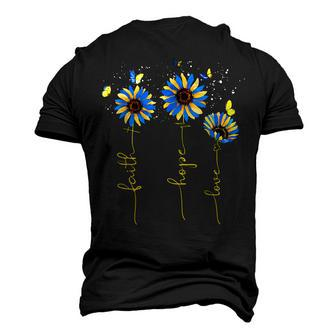 Ukraine Flag Sunflower Vintage Faith Cross Hope Love Men's 3D T-shirt Back Print - Seseable