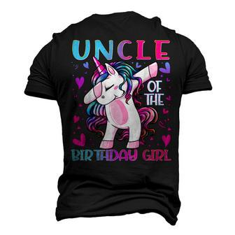 Uncle Of The Birthday Girl Dabbing Unicorn Uncle Men's 3D T-shirt Back Print - Seseable