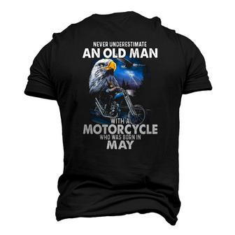 Never Underestimate An Old Man With A Motorcycle Born In May Men's 3D T-Shirt Back Print | Mazezy