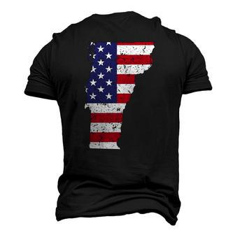 Vermont Map State American Flag 4Th Of July Pride Tee Men's 3D T-Shirt Back Print | Mazezy