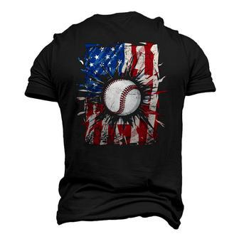Vintage Baseball 4Th Of July Men Usa American Flag Boys Men's 3D T-Shirt Back Print | Mazezy