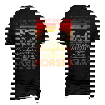 Vintage Best Dads Have Daughters Who Ride Horses Fathers Day Men's 3D T-Shirt Back Print | Mazezy