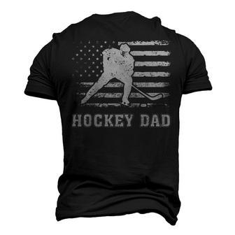 Vintage Hockey Dad American Flag Hockey 4Th Of July Men's 3D T-shirt Back Print - Seseable