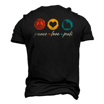 Vintage Peace Love Puli Dog Lover Men's 3D T-Shirt Back Print | Mazezy