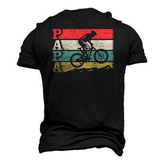 Vintage Retro Cycling Papa Mountain Biking Rider Silhouette Men's 3D T-Shirt Back Print | Mazezy