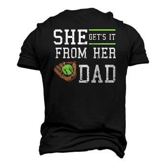 Vintage She Gets It From Her Dad Daughter Father Baseball Men's 3D T-Shirt Back Print | Mazezy