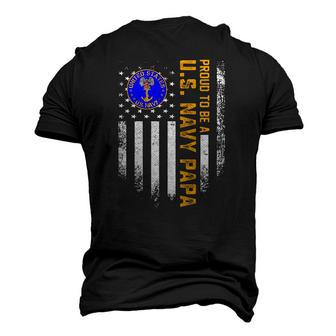 Vintage Usa American Flag Proud To Be Us Navy Papa Military Men's 3D T-Shirt Back Print | Mazezy