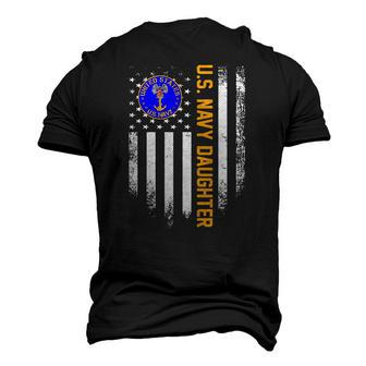 Vintage Usa Flag Proud Us Navy Daughter Veteran Military Men's 3D T-Shirt Back Print | Mazezy