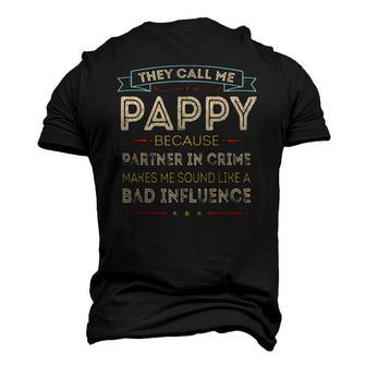Vintage They Call Me Pappy Happy Fathers Day Proud Pappy Men's 3D T-Shirt Back Print | Mazezy
