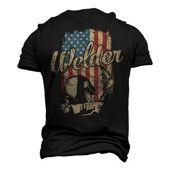 Welder American Flag Welding Usa Patriotic Retro Helmet V2 Men's 3D T-shirt Back Print - Seseable