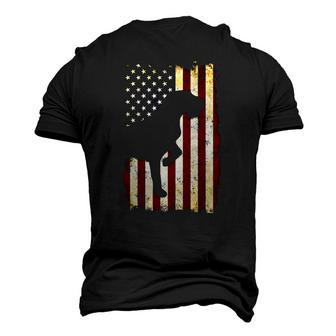 Wirehaired Pointing Griffon Silhouette American Flag Men's 3D T-Shirt Back Print | Mazezy