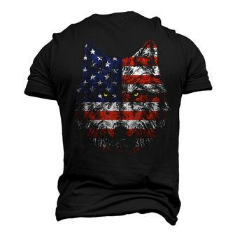Wolf American Flag July 4Th Men's 3D T-shirt Back Print - Seseable