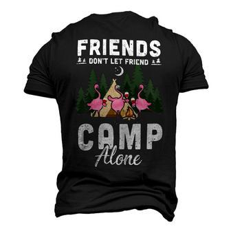 Womens Friends Dont Let Friends Camp Alone Wine Camping Flamingo T Shirt Men's 3D Print Graphic Crewneck Short Sleeve T-shirt - Monsterry CA