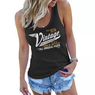 1974 Birthday Est 1974 Vintage Aged To Perfection Women Flowy Tank - Seseable