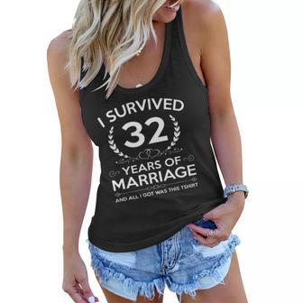 32Nd Wedding Anniversary Gifts Couples Husband Wife Years Women Flowy Tank | Mazezy