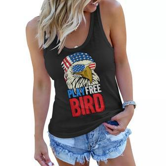 4Th Of July American Flag Bald Eagle Mullet Play Free Bird Women Flowy Tank - Seseable