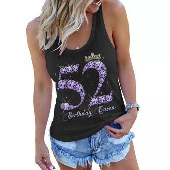 52 Year Old Its My 52Nd Birthday Queen Diamond Heels Crown Women Flowy Tank - Seseable