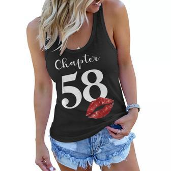 58Th Birthday Chapter Red Lips Kiss 58 Years Old Party Women Flowy Tank - Seseable