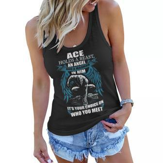 Ace Name Gift Ace And A Mad Man In Him Women Flowy Tank - Seseable