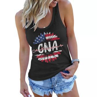 All American Cna Life American Flag Sunflower 4Th Of July Women Flowy Tank - Seseable
