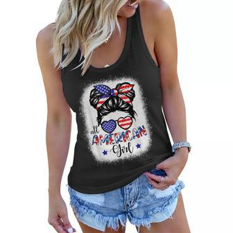 All American Girls 4Th Of July Bleached Daughter Usa Women Flowy Tank - Seseable