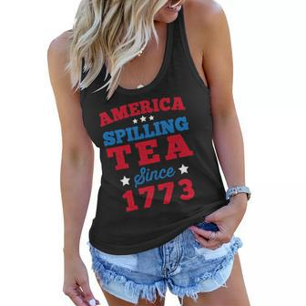 America Spilling Tea Since 1773 Boston Party Funny 4Th July Women Flowy Tank | Mazezy