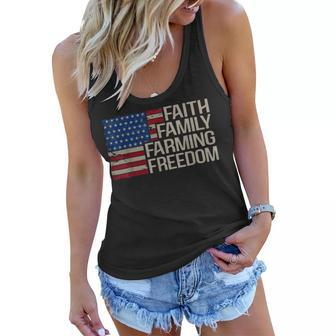 American Flag 4Th Of July Faith Family Farming Freedom Women Flowy Tank - Seseable