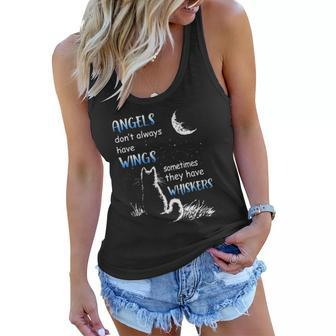 Angels Dont Always Have Wings Sometimes They Have Whiskers Cat Lovers Gift Women Flowy Tank | Mazezy