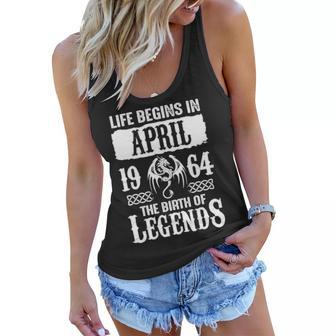 April 1964 Birthday Life Begins In April 1964 Women Flowy Tank - Seseable