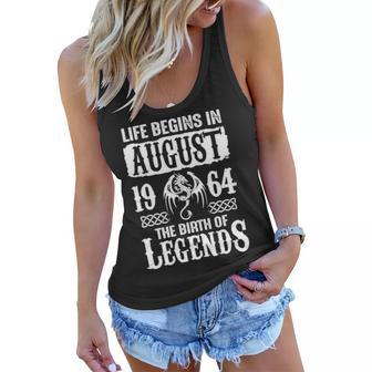 August 1964 Birthday Life Begins In August 1964 Women Flowy Tank - Seseable