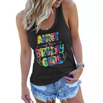 Aunt Of The Birthday Girl Matching Family Tie Dye Women Flowy Tank | Mazezy