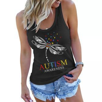 Autism Dragonfly Autism Awareness Kid Puzzle Women Flowy Tank - Seseable