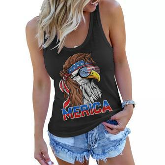 Bald Eagle Mullet Merica American Flag Patriotic 4Th Of July Women Flowy Tank - Seseable