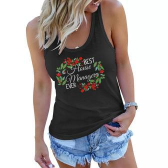Best House Manager Ever Profession Floral Wreath Job Women Flowy Tank | Mazezy