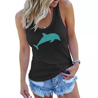 Blue Dolphin Animal Lovers Gift Women Flowy Tank | Mazezy