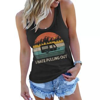 Camping I Hate Pulling Out Vintage Camper Travel Women Flowy Tank - Seseable