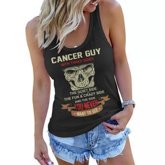 Cancer Guy I Have 3 Sides Cancer Guy Birthday Women Flowy Tank - Seseable