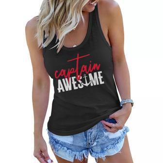 Captain Awesome Funny Sailing Boating Sailor Boat Women Flowy Tank | Mazezy