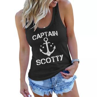 Captain Scotty Funny Birthday Personalized Name Boat Gift Women Flowy Tank | Mazezy