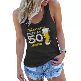 Cheers And Beers To 50 Years 50Th Funny Birthday Party Gift Women Flowy Tank | Mazezy