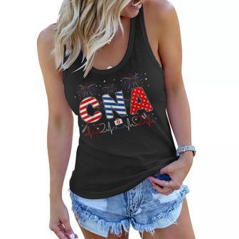 Cna 4Th Of July American Flag Patriotic Usa Stethoscope Women Flowy Tank - Seseable