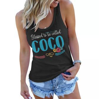 Coco Grandma Gift Blessed To Be Called Coco Women Flowy Tank - Seseable