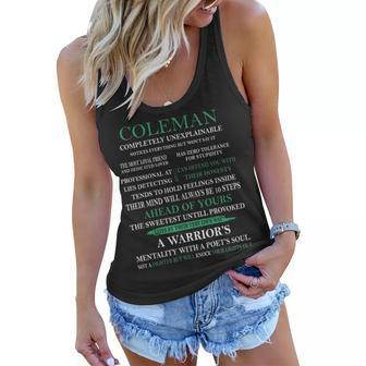 Coleman Name Gift Coleman Completely Unexplainable Women Flowy Tank - Seseable