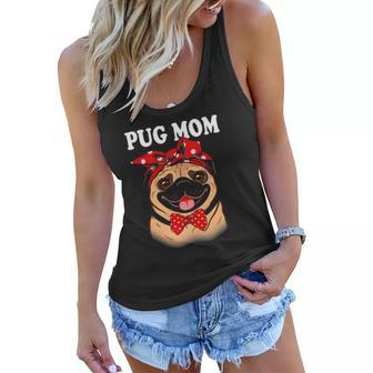 Cute Pug Mom Dogs Tee Mothers Day Dog Lovers Gifts For Women Women Flowy Tank | Mazezy