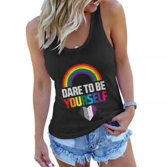 Dare To Be Yourself Asexual Ace Pride Flag Lgbtq Men Women Women Flowy Tank | Mazezy