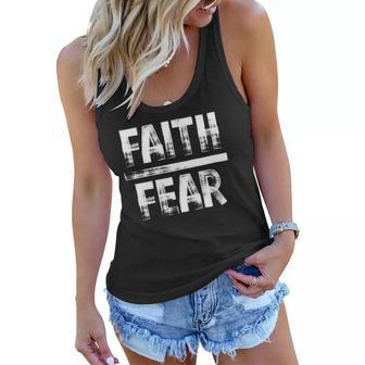 Distressed Faith Over Fear Believe In Him Women Flowy Tank | Mazezy CA