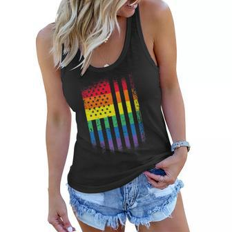 Distressed Rainbow Flag Gay Pride Rainbow Equality Women Flowy Tank | Mazezy